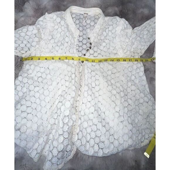 Free People Top Womens Medium Off White Better Together Lace Cardigan Praire - Picture 10 of 14